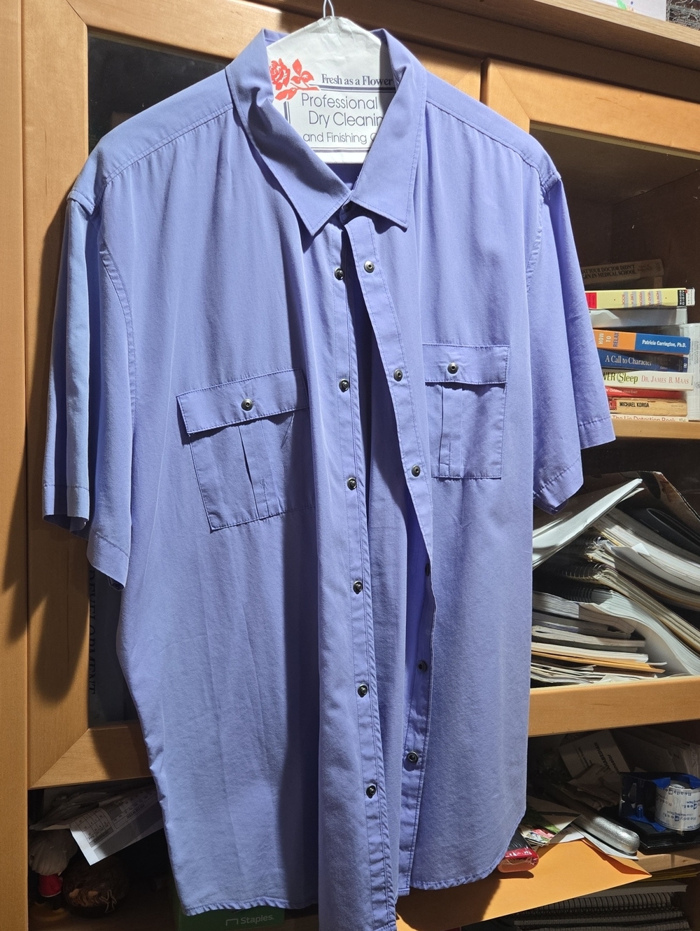 Calvin Klein Light Lavender Short-Sleeve Button-Down Shirt